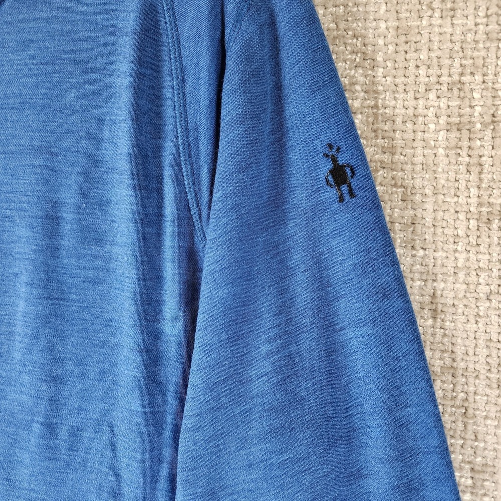Smartwool Long Sleeve Baselayer Shirt Mens L Blue 100% Merino Wool Tee Top - Picture 3 of 12